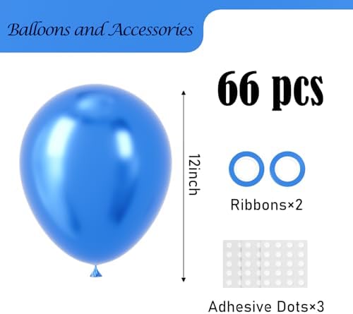 Voircoloria 66pcs Metallic Blue Latex Party Balloons, 12inch - Image 2