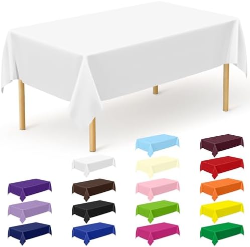 12 Packs Disposable Table Cloths, Plastic Tablecloths for Rectangle Tables by QZYL