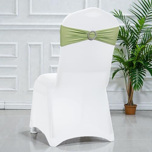MDS Pack of 200 Spandex Chair Sashes for Wedding Party & Event – Sage Green - Image 5
