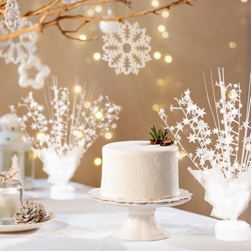24 Pack White Metallic Foil Spray Centerpiece Star Table Decoration Burst Table Centerpieces for Birthday New Year Wedding Anniversary Graduation Party Supply (White) - Image 7