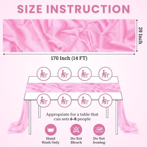 Pack of 15 Chiffon Table Runners 29 x 120 Inch, 14FT Long - Bubblegum Pink - Image 3