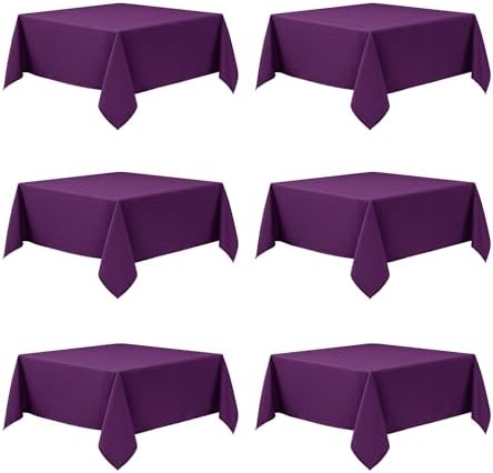 6-Pack Purple Tablecloths for Square Tables, 70 x 70 Inches by DailySet