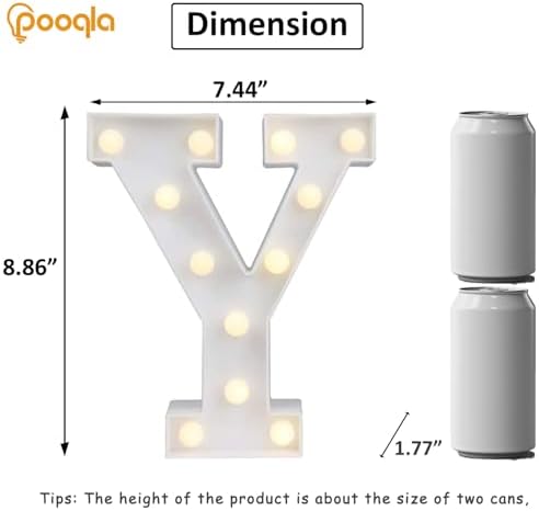 Pooqla LED Marquee Letter Lights Sign, Light Up Alphabet Letter for Home Party Wedding Decoration Y - Image 4
