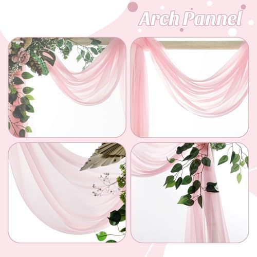 Pack of 2 Wedding Arch Drape Panel Fabric 30" x 30ft - Blush Pink - Image 5