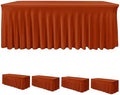 HolidayIdeas 4 Pack Rust Spandex Table Skirts 6ft Fall Tablecloths Ruffle by HolidayIdeas