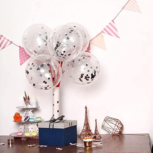 Bezente Silver Confetti Latex Round Helium Party Balloons 60 Pack 12 inch - Image 6