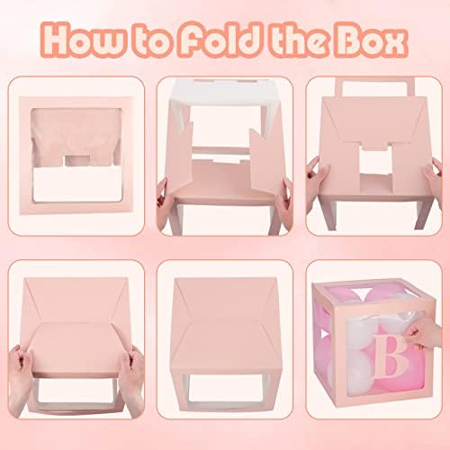 Voircoloria Baby Balloon Boxes with Letters, Pink, 4 Transparent Boxes - Image 6