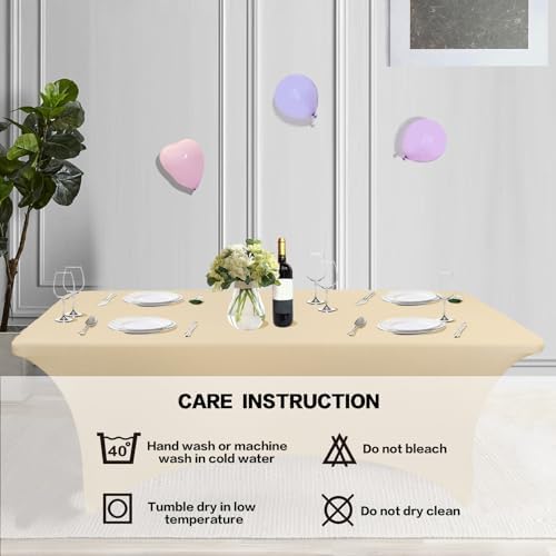 IVAPUPU 2 Pack 6FT Table Cloth for Rectangular Spandex Champagne Cover - Image 5
