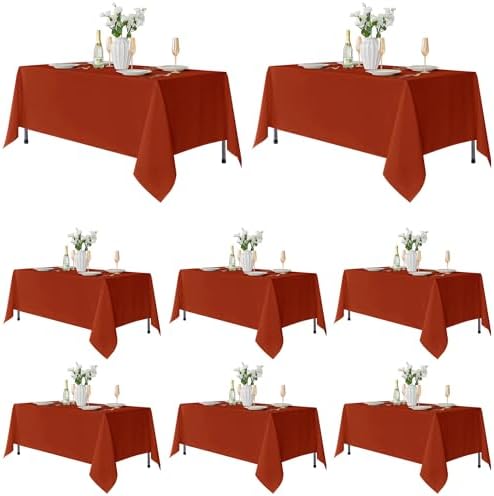 Fitable 8 Pack Rust Tablecloths 70x120 Inch for 6-8 Ft Rectangle Tables by Fitable