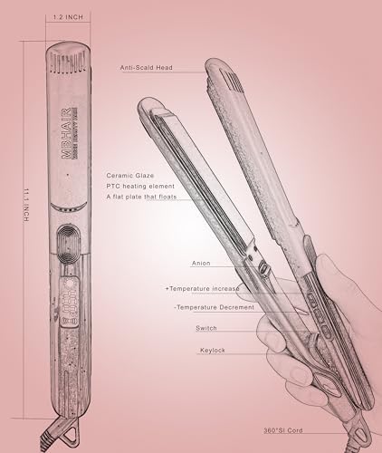 MBHAIR Flat Iron Hair Straightener Curler 2 in 1,Ceramic 1″ Instant Heat up - Image 6