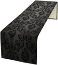 Black Damask Table Runner, Vintage Gothic Floral Exotic Bohemian Antique Victorian Baroque Dinner Runner for Farmhouse Party Holiday Home Kitchen Dining Table Decor 13"x70" by SHElifestyle