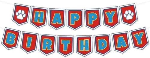 Cartoon Dog Paw Happy Birthday Banner- Cute Birthday Decorations for Boys, Cartoon Themed Happy Birthday Sign for Boys 1st 2nd 3rd Party Baby Shower by Unknown