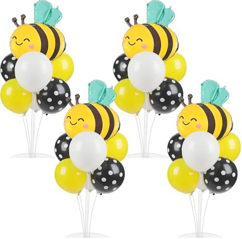 Naozinebi 4 Sets Bee Baby Shower Party Balloons Stand Kit Birthday Decor by Naozinebi