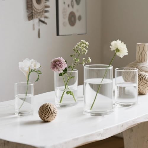 48pcs Glass Vase Cylinder for Centerpieces 4,4,4.7,6Inch Tall Small Flower Glass Clear Home Decor Centerpiece Table Flower Vase Decorations for Wedding＆Holiday - Image 5