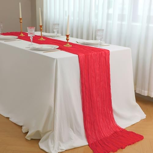 Snowkingdom Red Cheesecloth Table Runner 120 Inch Sheer Gauze Wedding Decor - Image 7