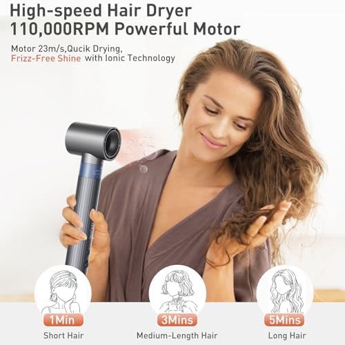 TANSHINE Blow Dryer Brush Set,Hair Dryer Brush with 110,000 RPM High-Speed Negative Ionic Hair Dryer,5 in 1 Hot Air Styler, Blow Dryer for Fast Drying Curling Volumizing Straightening Styling - Image 3
