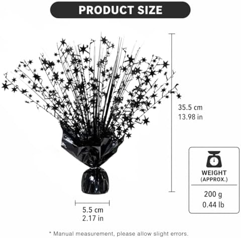 4 Pack Metallic Foil Spray Centerpiece Stars for Wedding, Birthday, Anniversary, Christmas Table Decor, Holiday Festival Baby Shower Graduation Mantle Party Decorations (Black) - Image 2