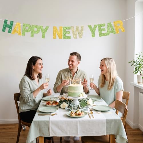 BEISHIDA 116 PCS A-Z DIY Letter Banner Kit Make Your Own Banner Including 111 Letters and Numbers 3 Rope and 2 Threading Device,Customized for Birthday Graduation Wedding Decor Glitter Green Gold - Image 2