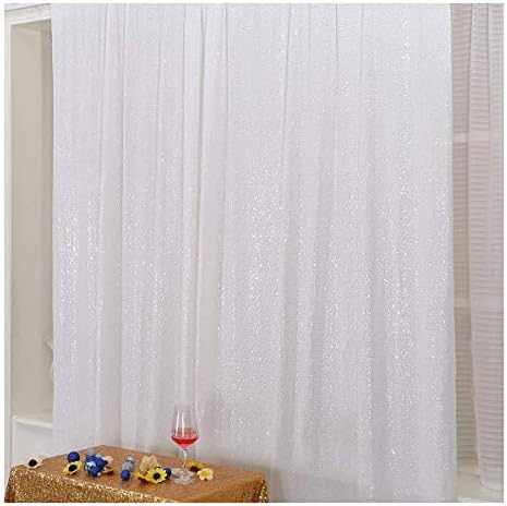 Poise3EHome 8FT x 8FT White Sequin Photography Backdrop Curtain for Party Decoration, White - Image 4