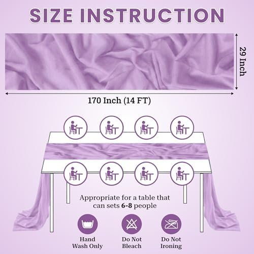 Pack of 15 Chiffon Table Runners 29 x 120 Inch, 14FT Long - Orchid - Image 3