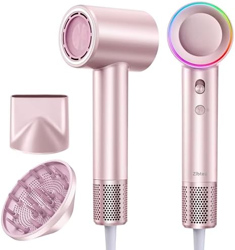 Zibtes High-Speed Hair Dryer with Diffuser, Ionic Blow Dryer (Rose Gold) by WelcometoPurchase