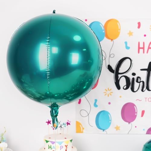 12PCS Dark Green Round Foil Balloons 22" 15" 10" Large Chrome Green Balloon - Image 4