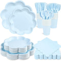 350 Pcs Light Blue Paper Plates and Napkins Set Serve for 50 Guests by Unknown