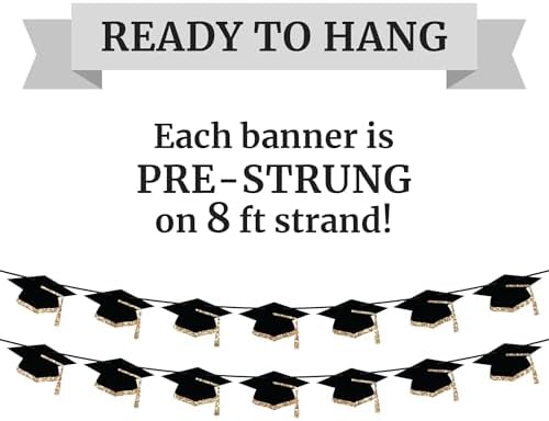 Pre-Strung Graduation Banner - Grad Caps Party Banner Decoration - Image 3