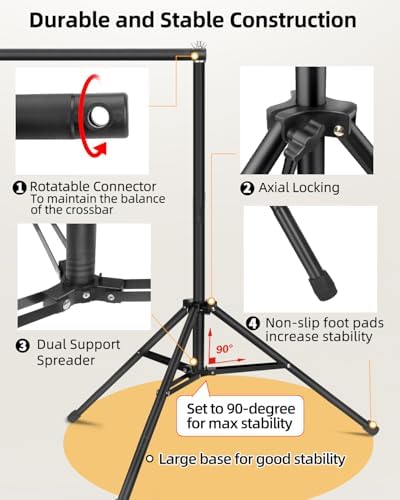 Hemmotop Photo Backdrop Stand, 10x7ft, Secure Straight Thread Connection - Image 7