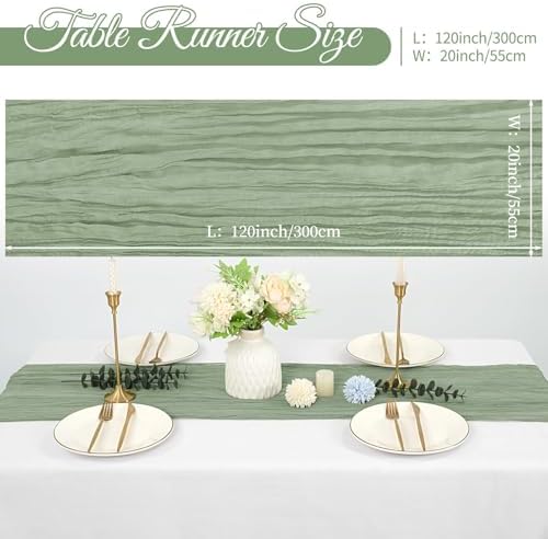 10 Pack Cheesecloth Table Runner 20 x 120 Inch, Sage Green - Image 2