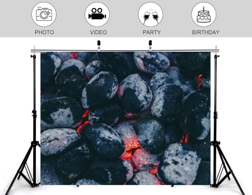 6x4ft Fabric Hot Charcoal Coal Backdrop Glowing Red Embers Ash Covered Surface Close Up Photography Background Tapestry Party Grill Fire Decorations Banner Photo Booth Props - Image 4