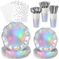 175 Pcs Iridescent Plates and Napkins Iridescent Party Supplies Serve 25 Guest by NatNarr