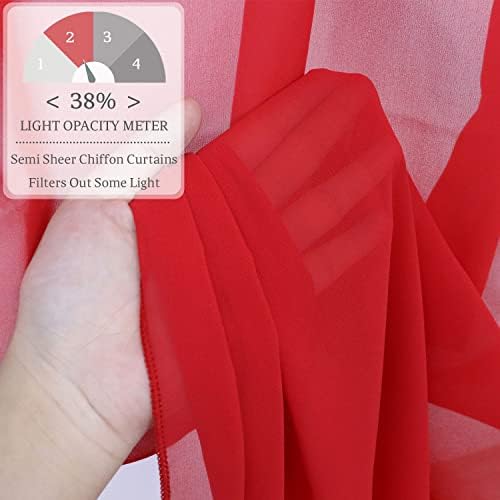 Red Ceiling Drapes 6 Panels 5x10ft with 12 Inch Ceiling Drapes Hanging Kit Silver Ceiling Drape Hoop Ring Kit Chiffon Ceiling Fabric Draping Fabric for Wedding Party Ceremony Decorations - Image 4