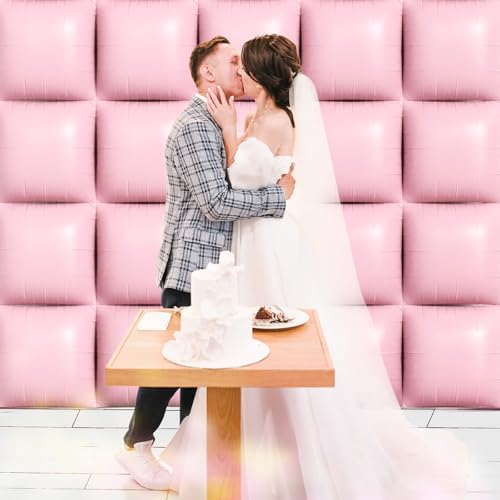 NISOCY 25PCS Matte Pastel Pink Square Foil Balloons Wall Backdrop - Image 6