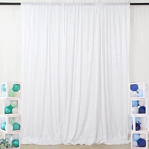 Poise3EHome 8FT x 8FT White Sequin Photography Backdrop Curtain for Party Decoration, White by Poise3EHome