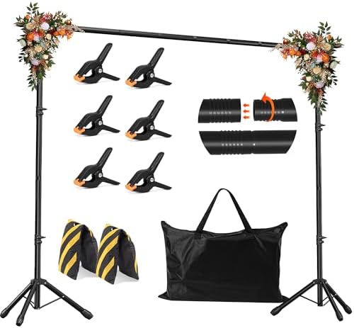 10x6.5 FT Backdrop Stand for Parties, Adjustable Photo Backdrop Stand Kit with Carrying Bag, Portable Background Stand Backdrop for Wedding, Photoshoot, and Photo Studio by Idealfordecoratehomeandoffice