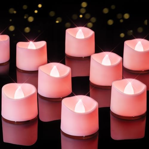 Homemory 24-Pack Pink Flameless Battery Tea Light Candles, 200+ Hours by Homemory