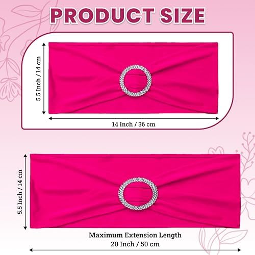 MDS Pack of 250 Spandex Chair Sashes for Wedding Party & Event – Magenta - Image 2