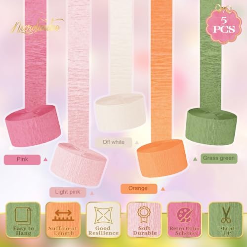 NICROLANDEE 5 Rolls Pastel Crepe Paper Streamers Backdrop Decorations - Image 5