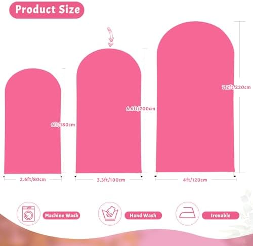 6.6 ft Arch Backdrop Cover Hot Pink - Double-Sided Spandex Arch Covers Stretchy Backdrop for Balloon Arches Birthday Party Baby Shower Banquet Wedding Photo Background - Image 2