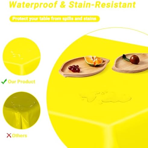 QZYL 4 PCS Rectangle Tablecloth, 54 x 108 Inches Congratulations Decorations of Picnic Table Cover, Robust Yellow Table Cloth for Restaurant Party, Plastic Table Cloth of Leakproof and Waterproof - Image 3