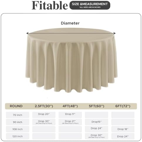 Fitable 8 Pack Nature Tablecloths 84 Inch Round for 36"-60" Tables - Image 5