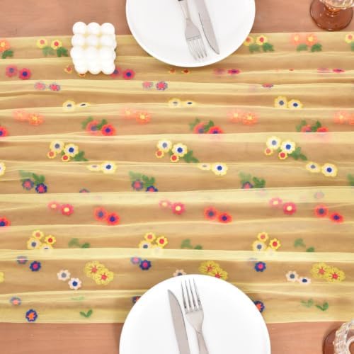 Flower Table Runner Floral Daisy Fall Wedding Birthday Party Home Decor - Image 5