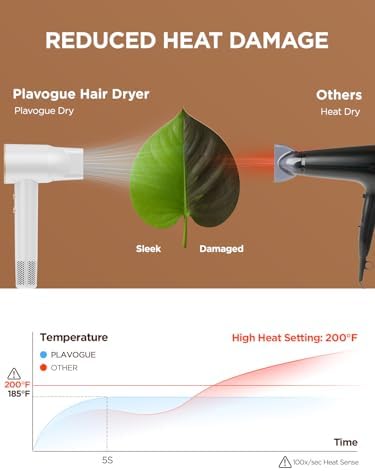 Dual Voltage Travel Hair Dryer with Diffuser, High-Speed Ionic Blow Dryer for Women, Fast Drying, Low Noise, Lightweight, No Heat Damage, European Travel 110V-120V/220V-240V - Image 6