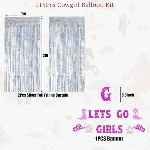 Last Rodeo Bachelorette Party Decoration Pink & Silver Disco Cowgirl Boot Cow Print Balloon Arch, Let's Go Girls Banner Photo Backdrop For Last Hoe Down Bridal Shower, Western Birthday，Nashville Decor - Image 3