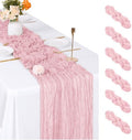 6 Pack Light Pink Cheesecloth Table Runner, 17 x 108 inch, Semi Sheer Boho Cheese Cloth Fabric Table Runner Bulk for Wedding, Birthday, Party, Holiday, Home Decor (Light Pink) by ACSUIT