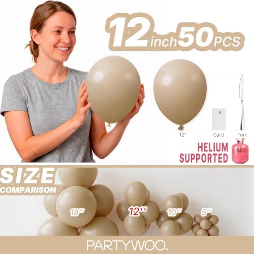 PartyWoo Cream Balloons 50pcs Beige Ivory Nude Neutral Boho Fall Color - Image 6