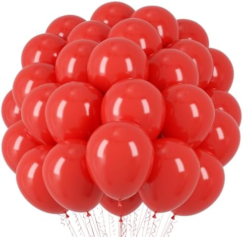 Voircoloria 66pcs Red Latex Party Balloons, 12inch by Voircoloria