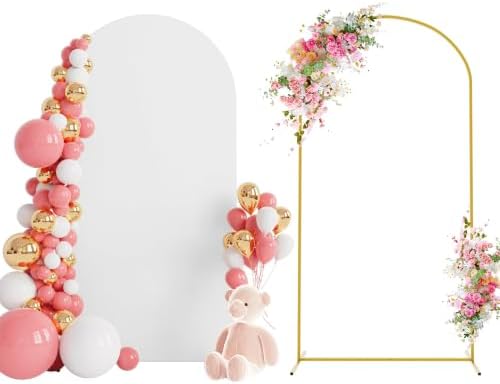 Wokceer 6.6FT Arch Backdrop Stand and Cover Set,Arch Stand with White Cover by Wokceer