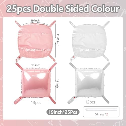 NISOCY 25PCS Pearl Pink and White Square Foil Balloons Wall Backdrop - Image 2